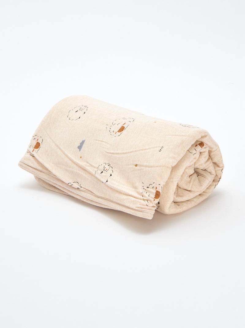 Deken met print en voering met fleece-effect Biege - Kiabi