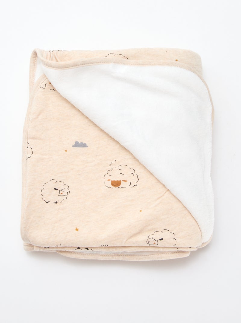 Deken met print en voering met fleece-effect Biege - Kiabi