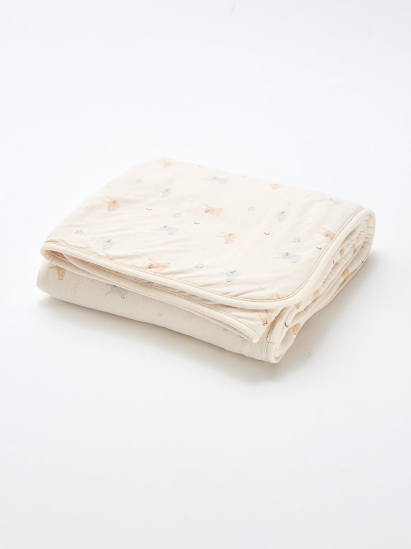 Deken met print en voering met fleece-effect Biege - Kiabi