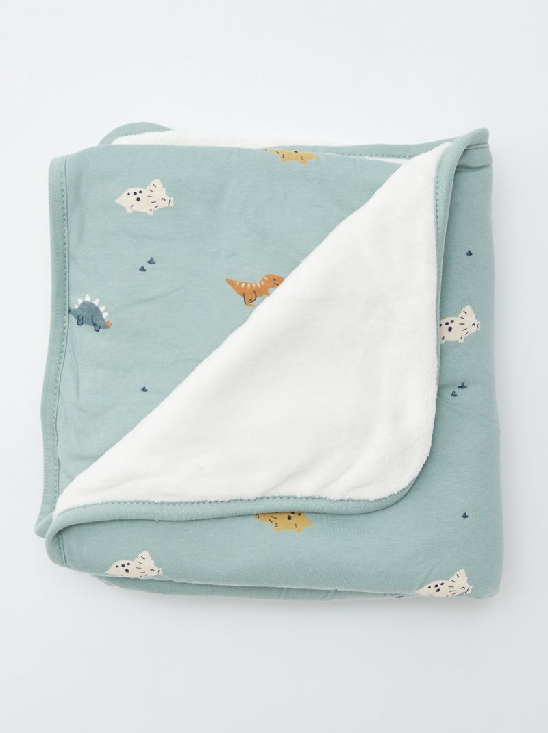 Deken van katoenjersey met print BLAUW - Kiabi