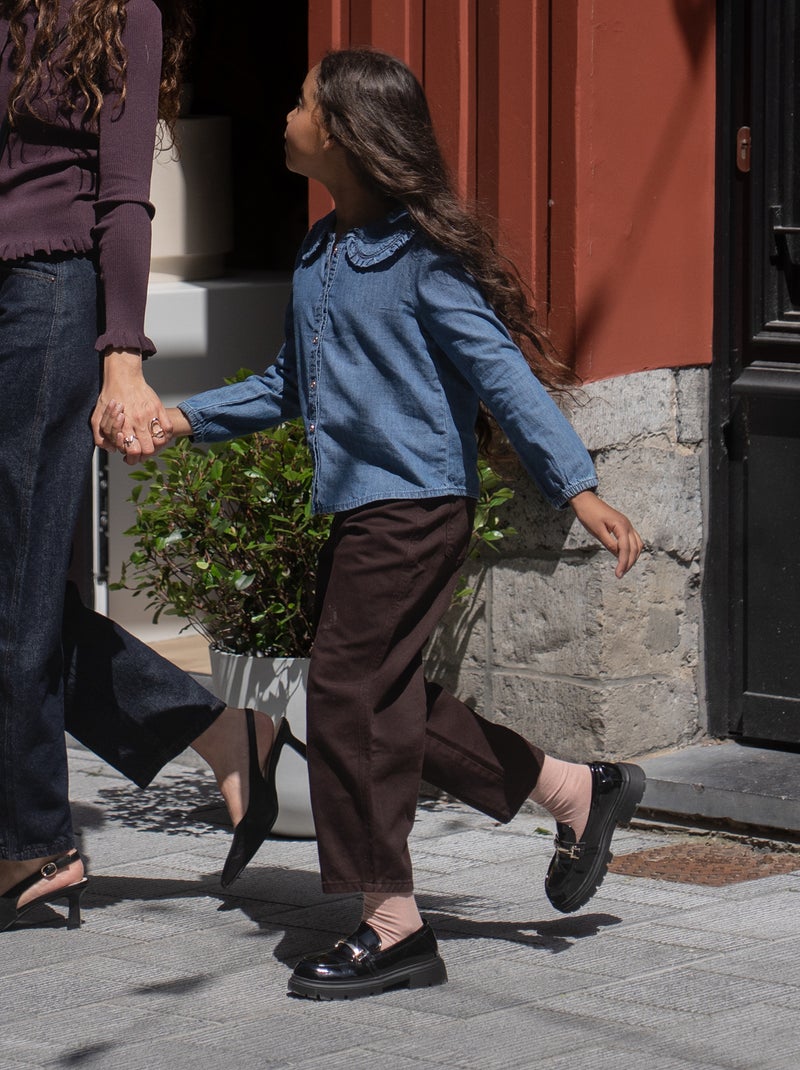 Denim barrel fit-broek Bruin - Kiabi