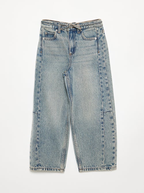 Denim barrel fit broek met ceintuur - Kiabi