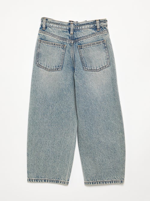 Denim barrel fit broek met ceintuur - Kiabi