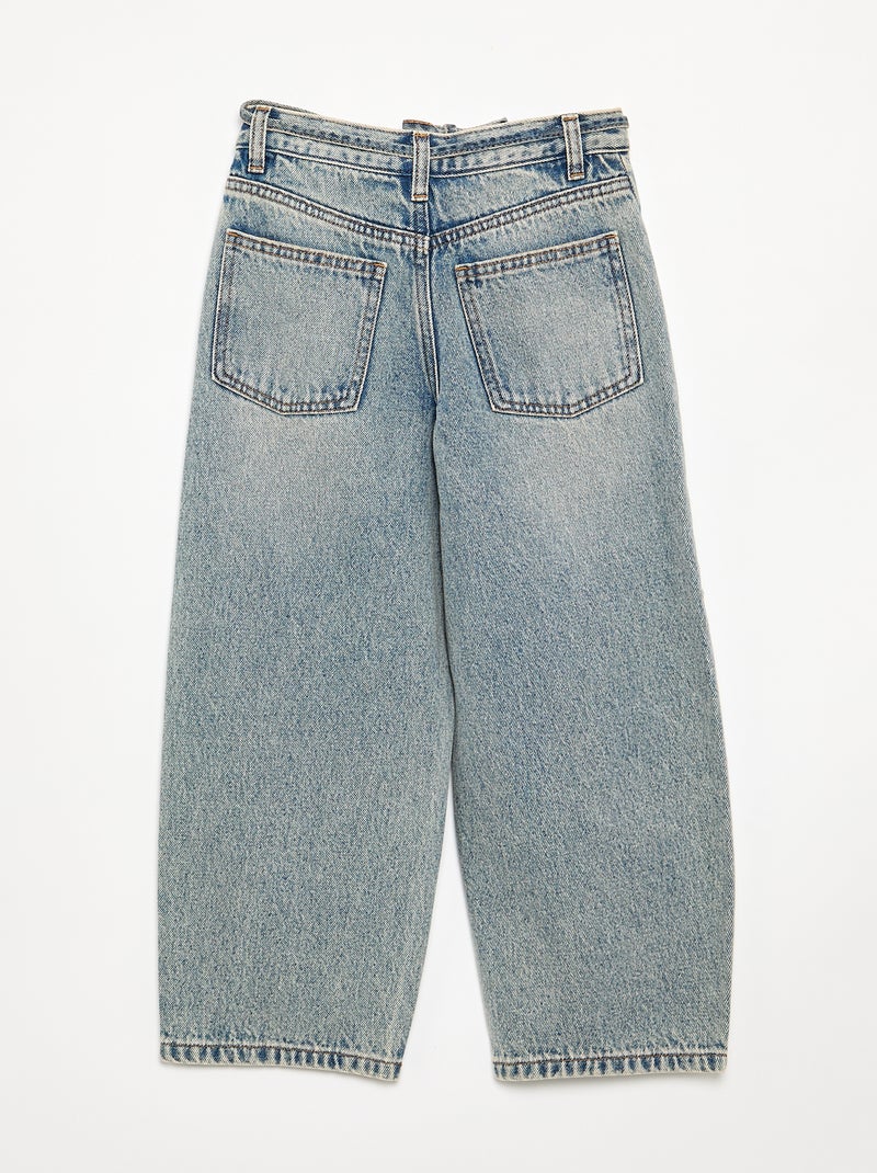 Denim barrel fit broek met ceintuur Blauw - Kiabi