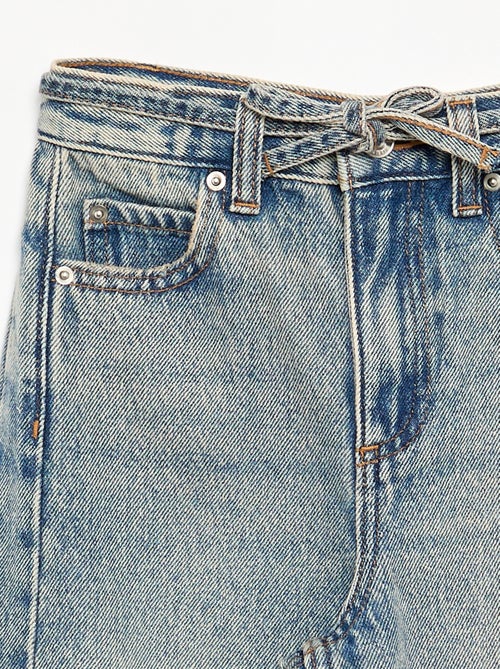 Denim barrel fit broek met ceintuur - Kiabi