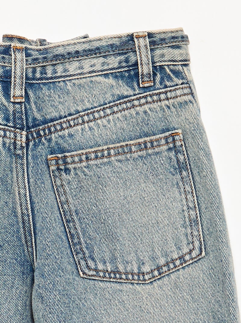 Denim barrel fit broek met ceintuur Blauw - Kiabi