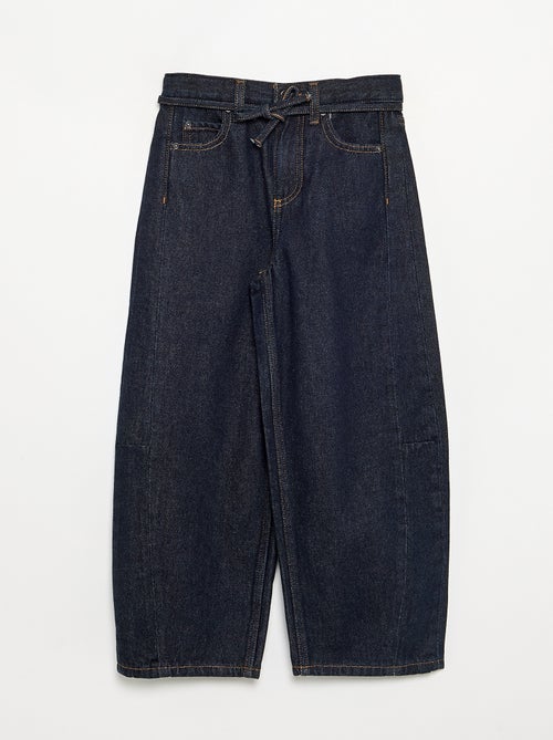 Denim barrel fit broek met ceintuur - Kiabi