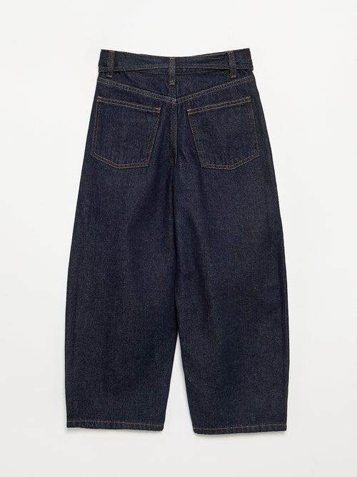 Denim barrel fit broek met ceintuur - Kiabi