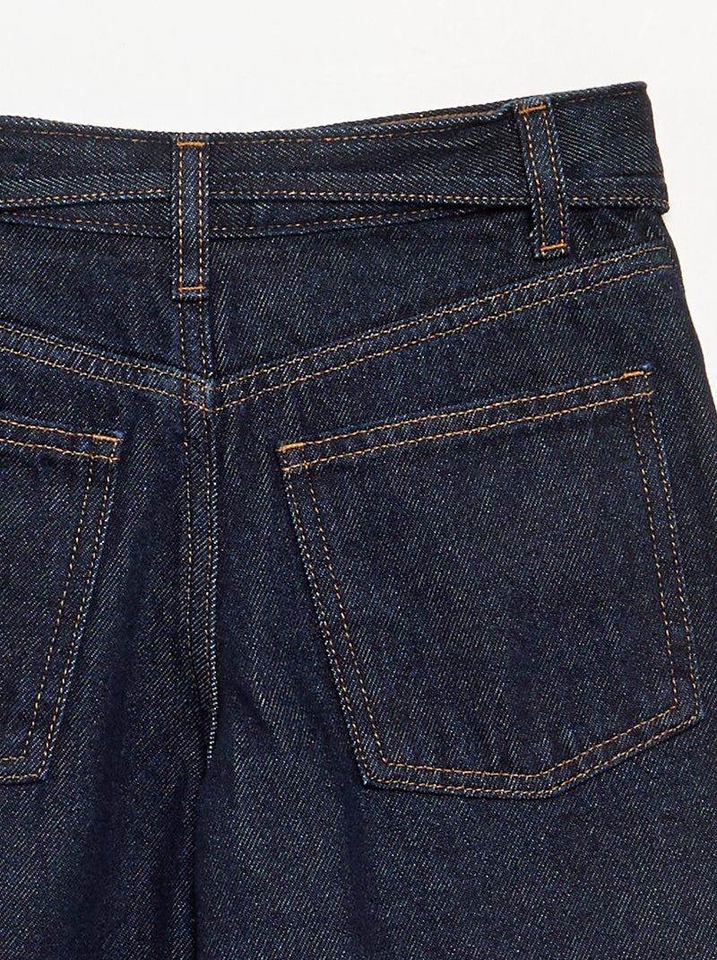 Denim barrel fit broek met ceintuur Blauw - Kiabi