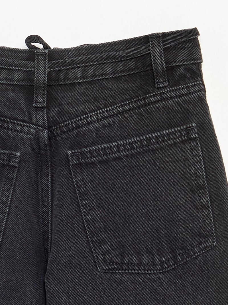Denim barrel fit broek met ceintuur Zwart - Kiabi