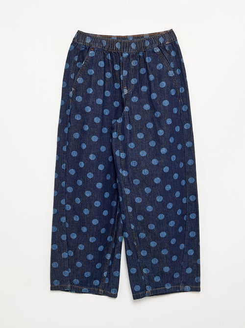 Denim barrel fit jeans met stippenprint - Kiabi