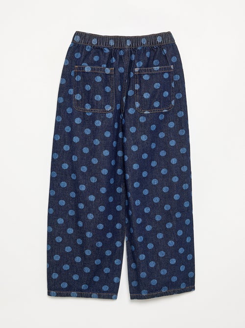 Denim barrel fit jeans met stippenprint - Kiabi