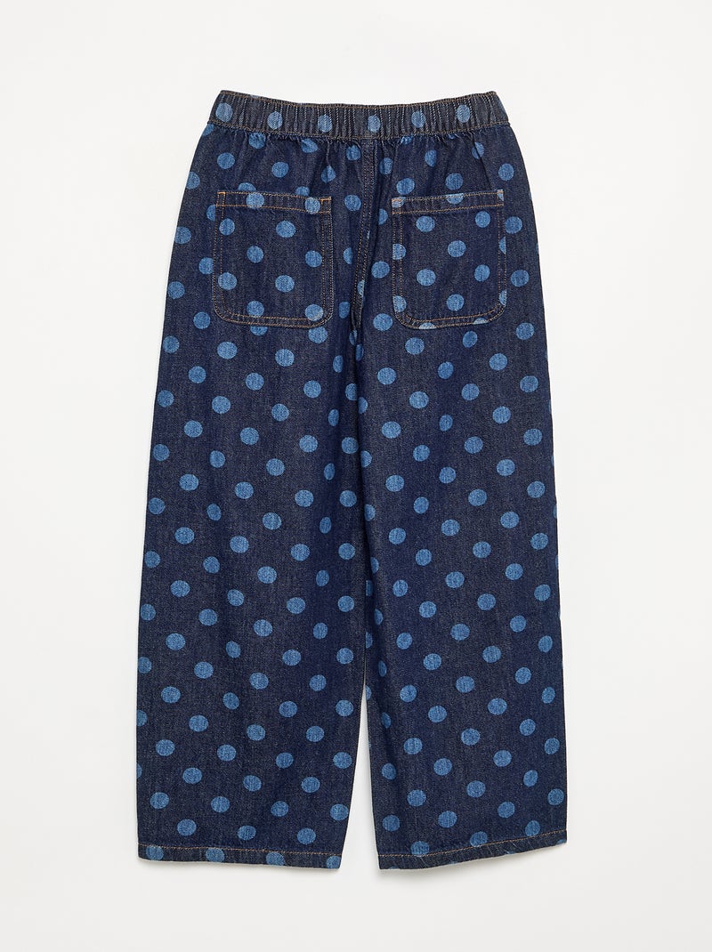 Denim barrel fit jeans met stippenprint Blauw - Kiabi