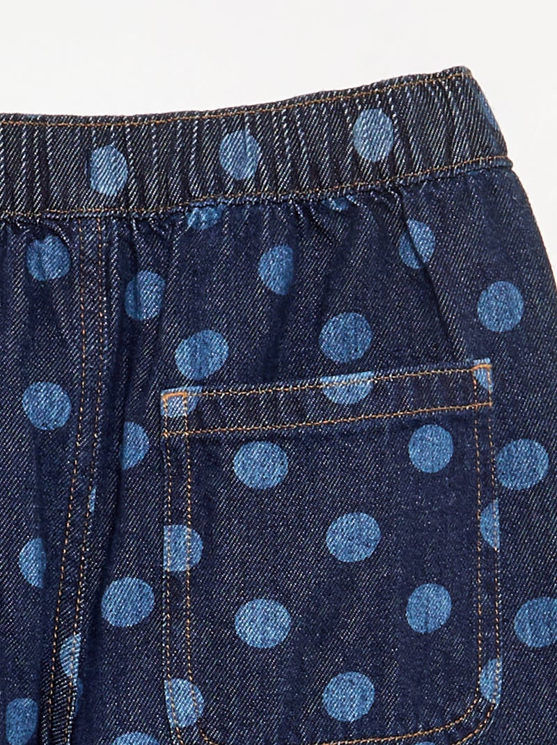 Denim barrel fit jeans met stippenprint Blauw - Kiabi