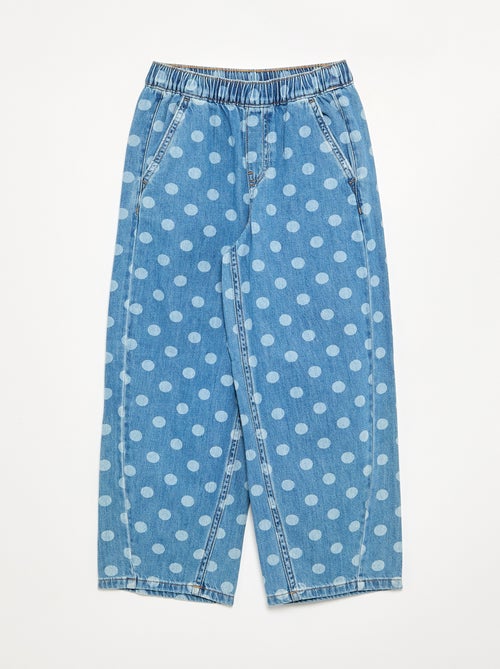 Denim barrel fit jeans met stippenprint - Kiabi