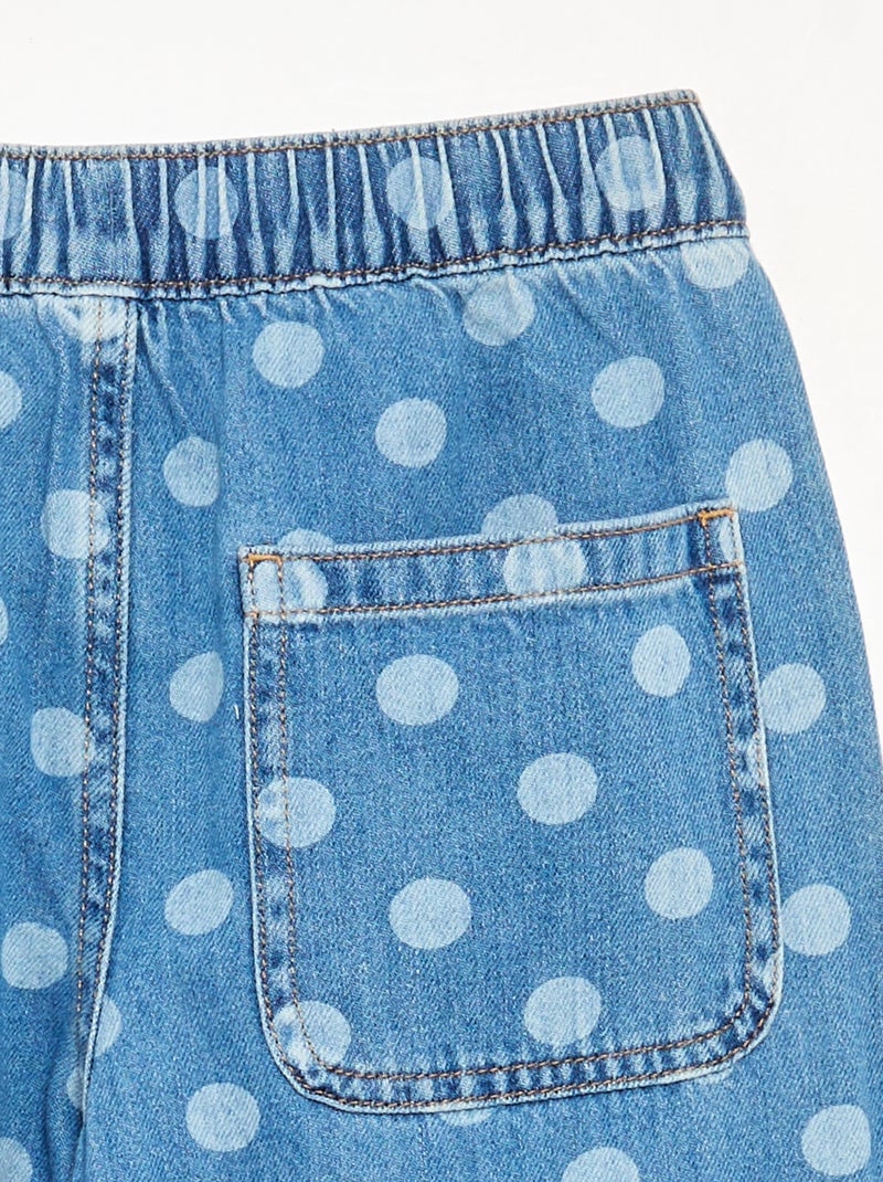 Denim barrel fit jeans met stippenprint Blauw - Kiabi