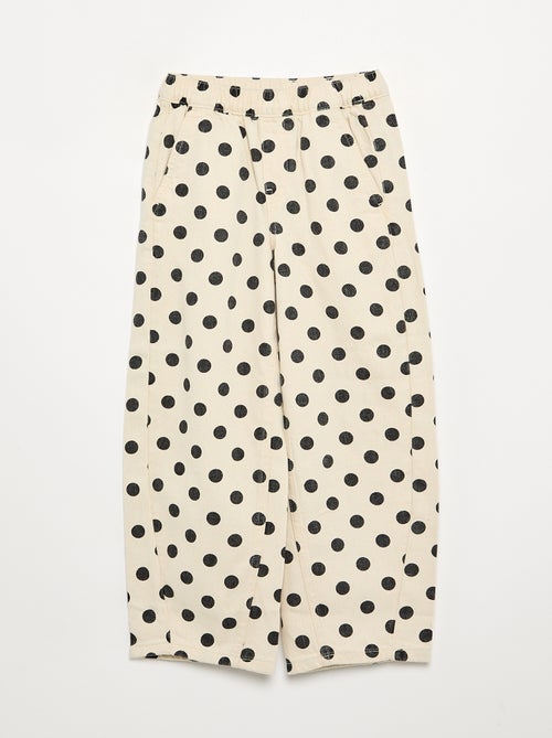 Denim barrel fit jeans met stippenprint - Kiabi