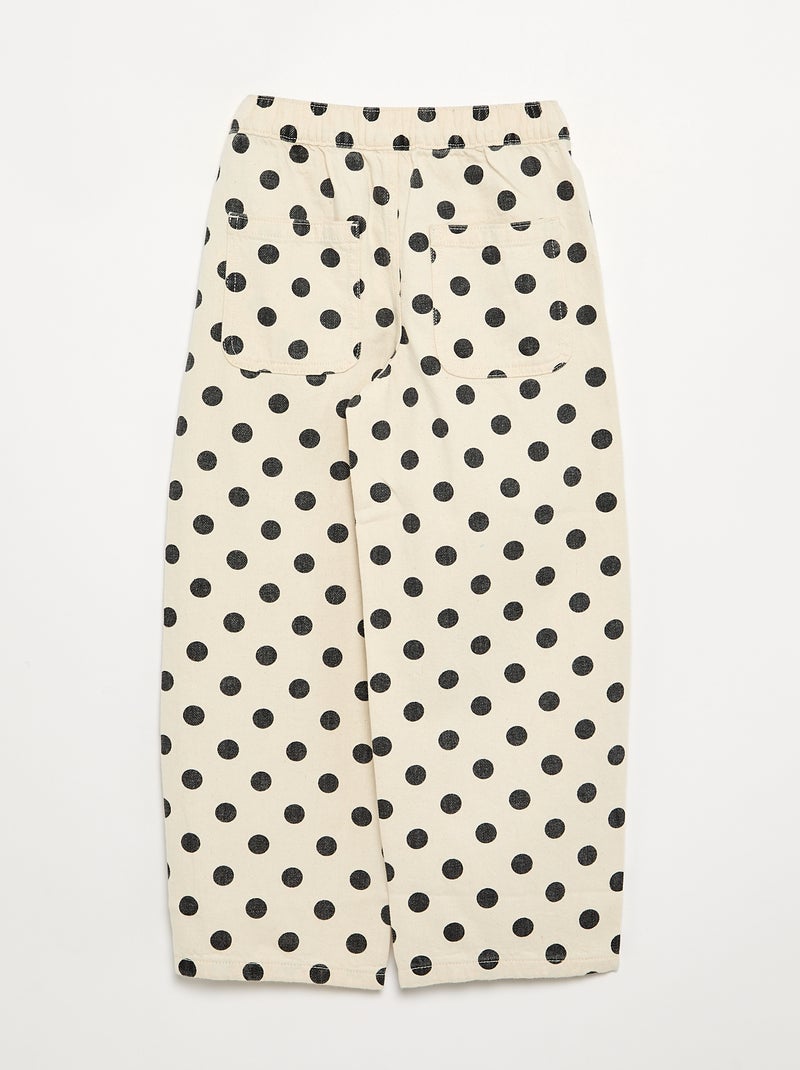 Denim barrel fit jeans met stippenprint Wit - Kiabi