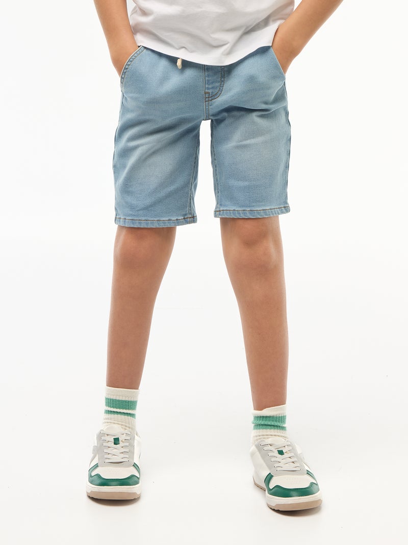Denim bermuda - Makkelijk aan te trekken collectie Blauw - Kiabi