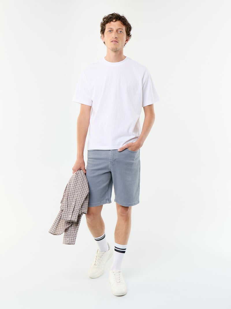 Denim bermuda met 5 zakken Grijs - Kiabi
