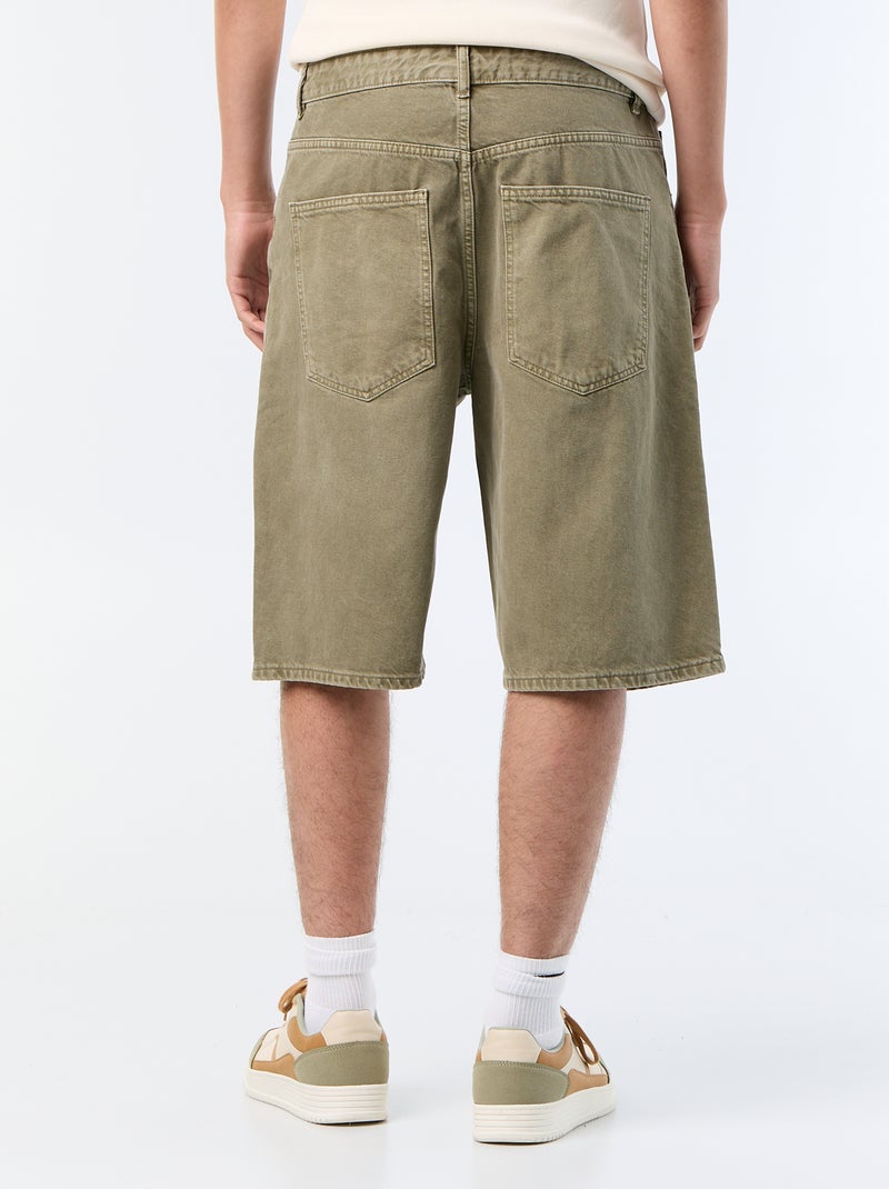 Denim bermuda met 5 zakken Kaki - Kiabi