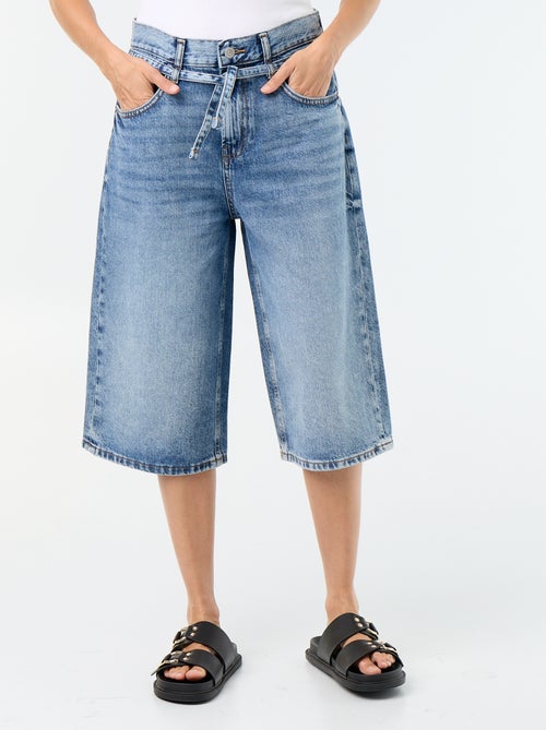 Denim bermuda met strikceintuur - Kiabi
