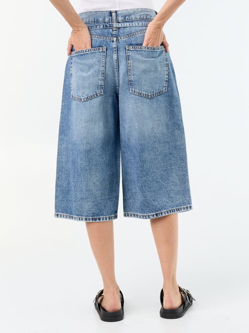 Denim bermuda met strikceintuur - Kiabi