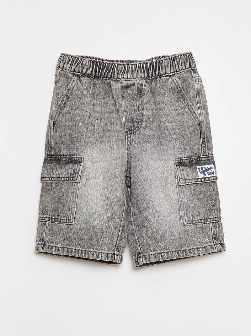 Denim bermuda met zakken Grijs - Kiabi