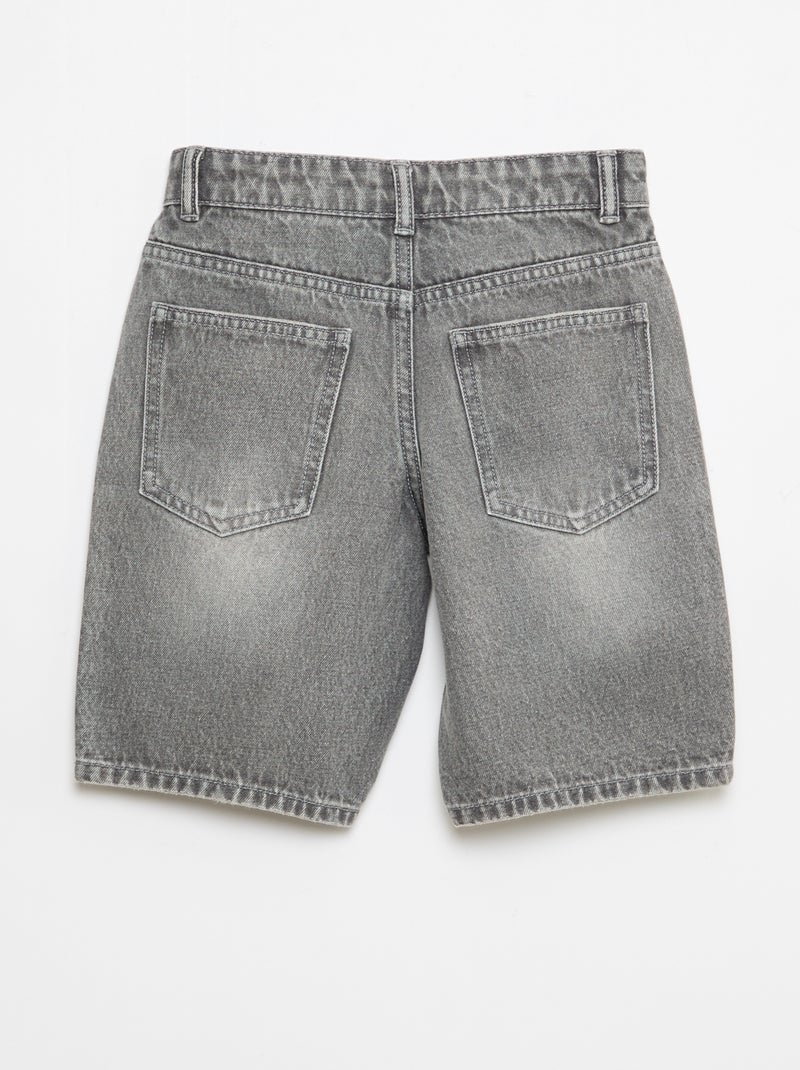 Denim bermuda slim fit stretch van katoen Grijs - Kiabi