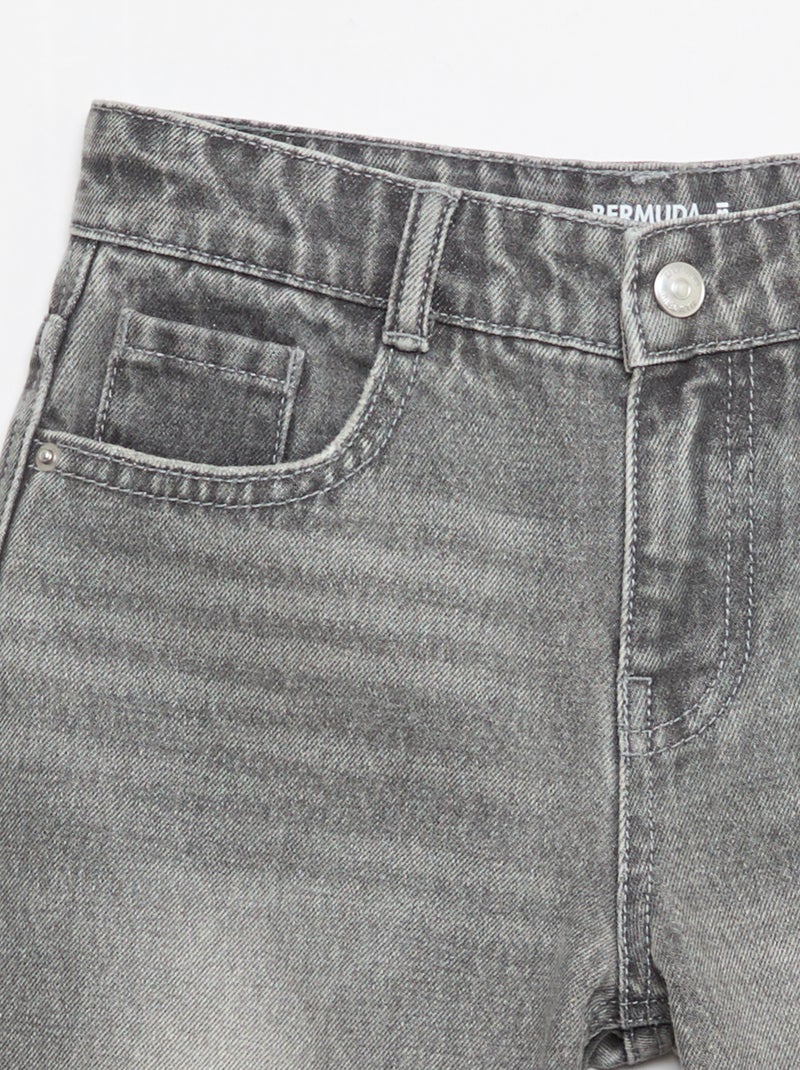 Denim bermuda slim fit stretch van katoen Grijs - Kiabi