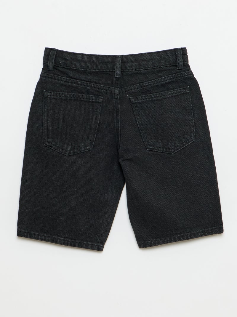 Denim bermuda slim fit stretch van katoen Zwart - Kiabi