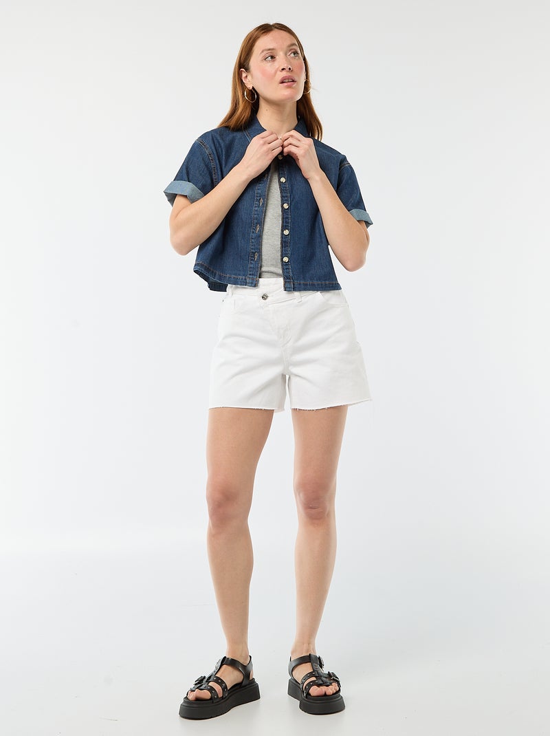 Denim blouse met 3/4 mouwen Blauw - Kiabi
