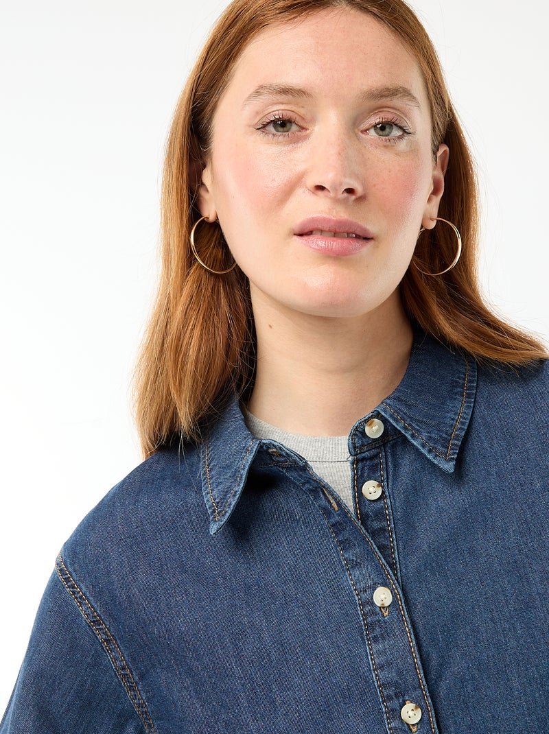 Denim blouse met 3/4 mouwen Blauw - Kiabi