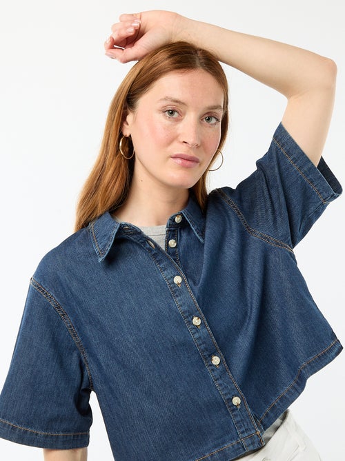 Denim blouse met 3/4 mouwen - Kiabi