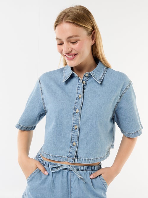 Denim blouse met 3/4 mouwen - Kiabi
