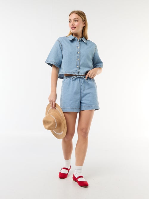 Denim blouse met 3/4 mouwen - Kiabi
