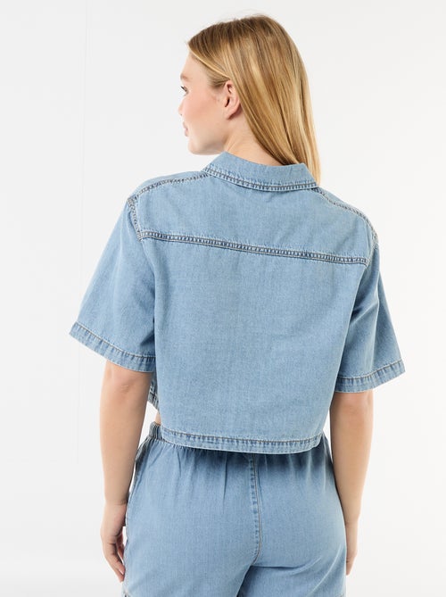 Denim blouse met 3/4 mouwen - Kiabi