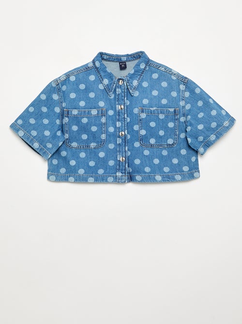 Denim blouse met stippen - Kiabi