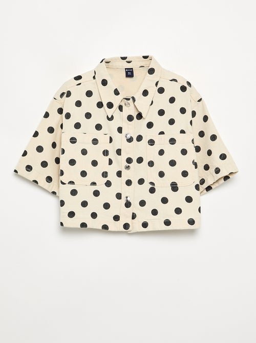 Denim blouse met stippen - Kiabi