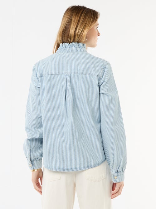 Denim blouse met volantkraag - Kiabi