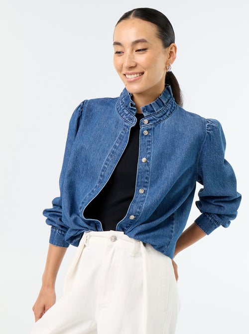 Denim blouse met volantkraag - Kiabi Denim blouse met volantkraag - Kiabi