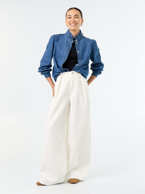 Denim blouse met volantkraag - Kiabi Denim blouse met volantkraag - Kiabi