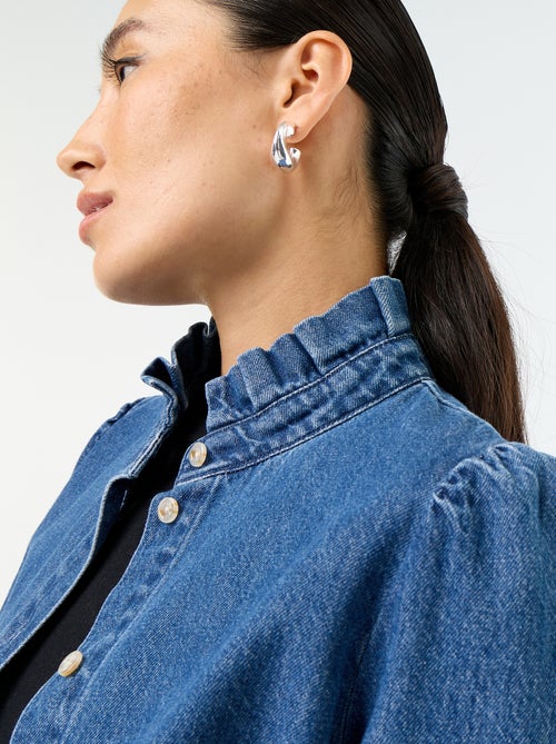 Denim blouse met volantkraag - Kiabi Denim blouse met volantkraag - Kiabi