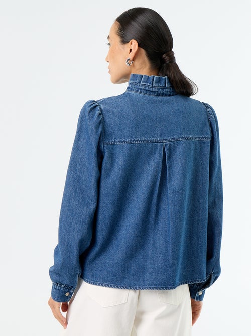 Denim blouse met volantkraag - Kiabi Denim blouse met volantkraag - Kiabi