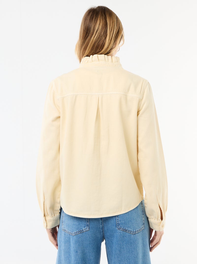 Denim blouse met volantkraag Geel - Kiabi