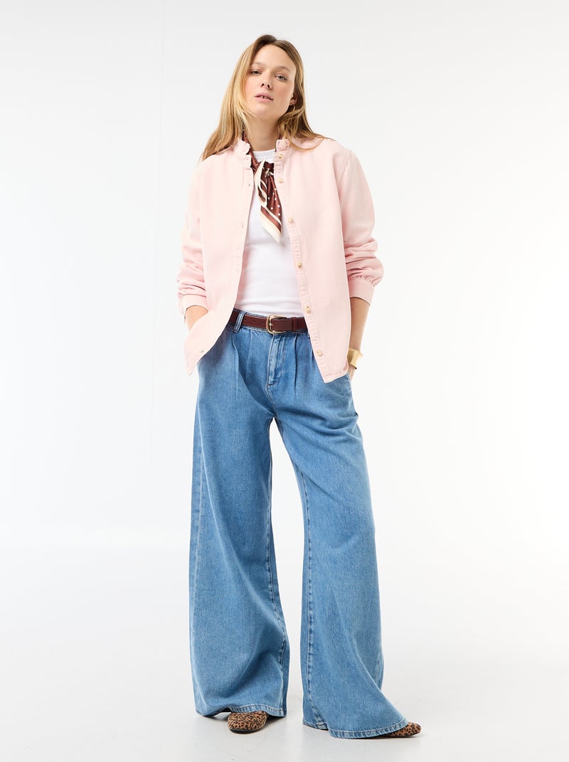 Denim blouse met volantkraag Rose - Kiabi