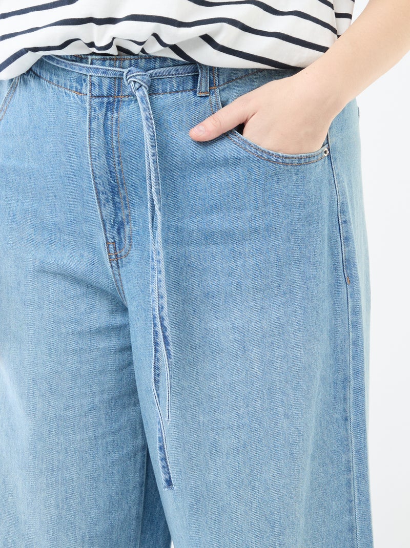 Denim broek / jeans met lage taille en wijde pijpen Blauw - Kiabi