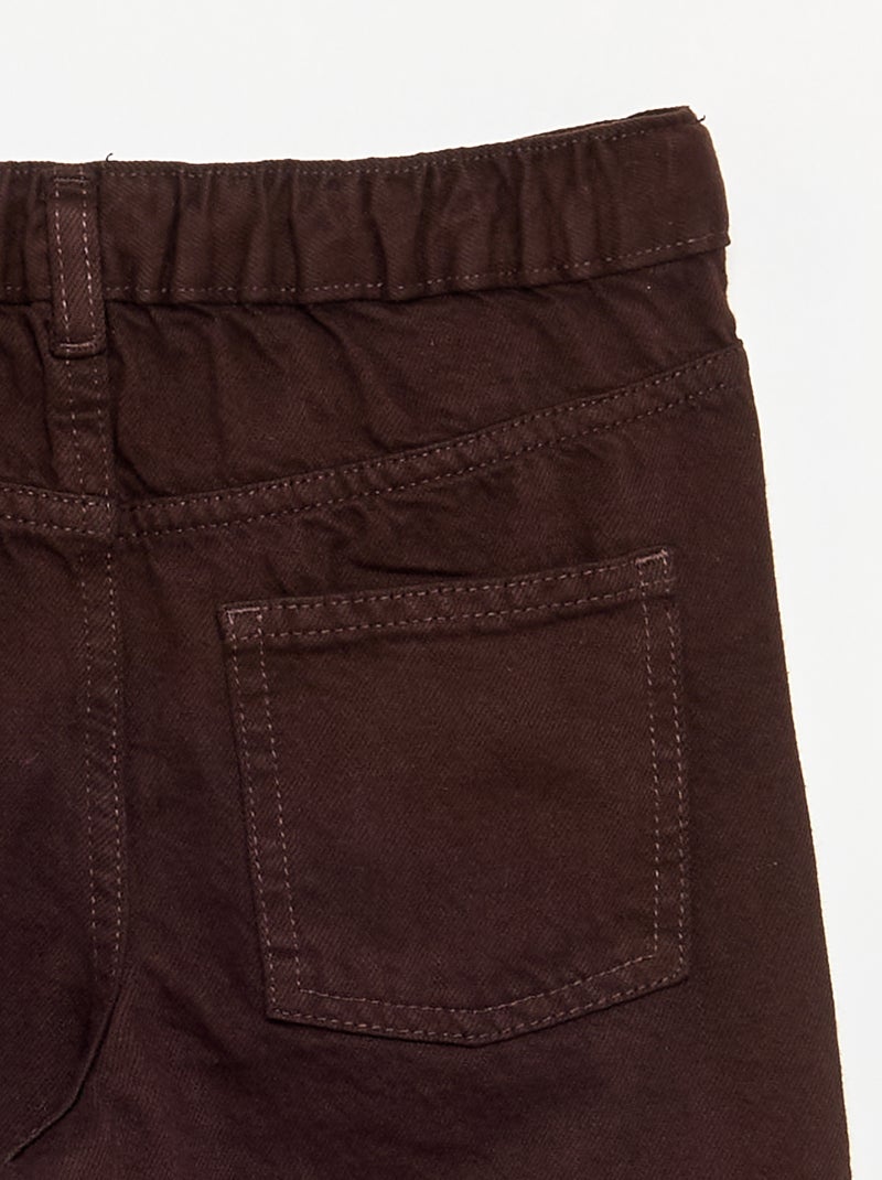 Denim broek met asymmetrische knoopsluiting Bruin - Kiabi