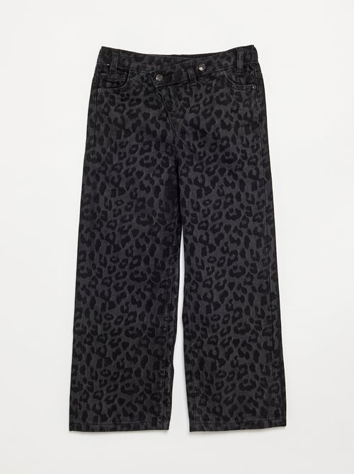 Denim broek met asymmetrische knoopsluiting - Kiabi
