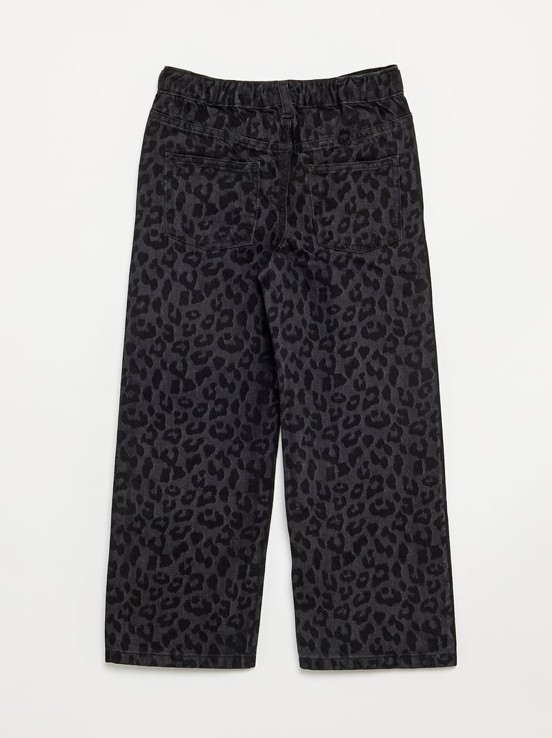 Denim broek met asymmetrische knoopsluiting Bruin - Kiabi